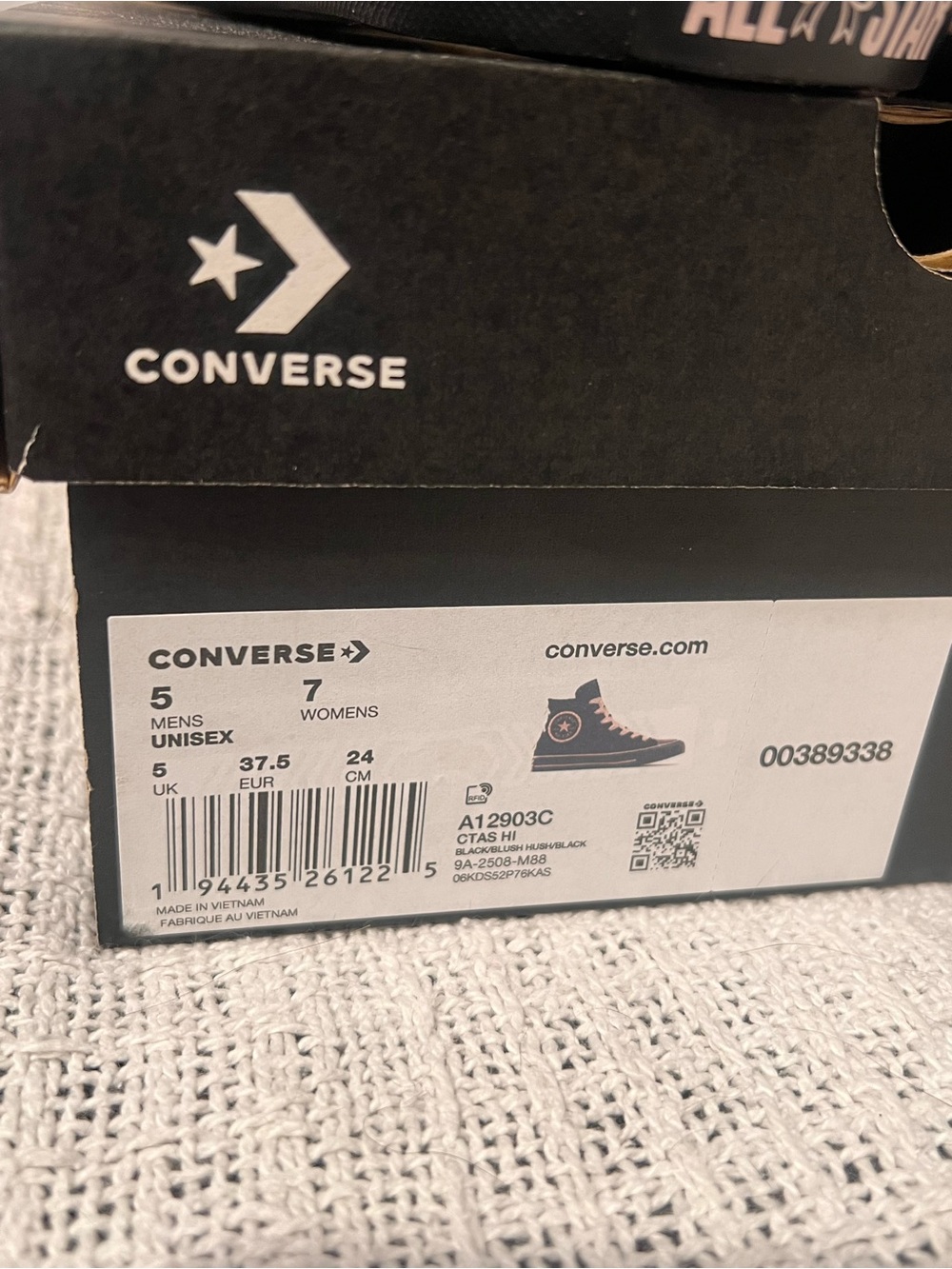 Converse High Top Sneakers in Black with Pink Trim - Picture 5 of 5